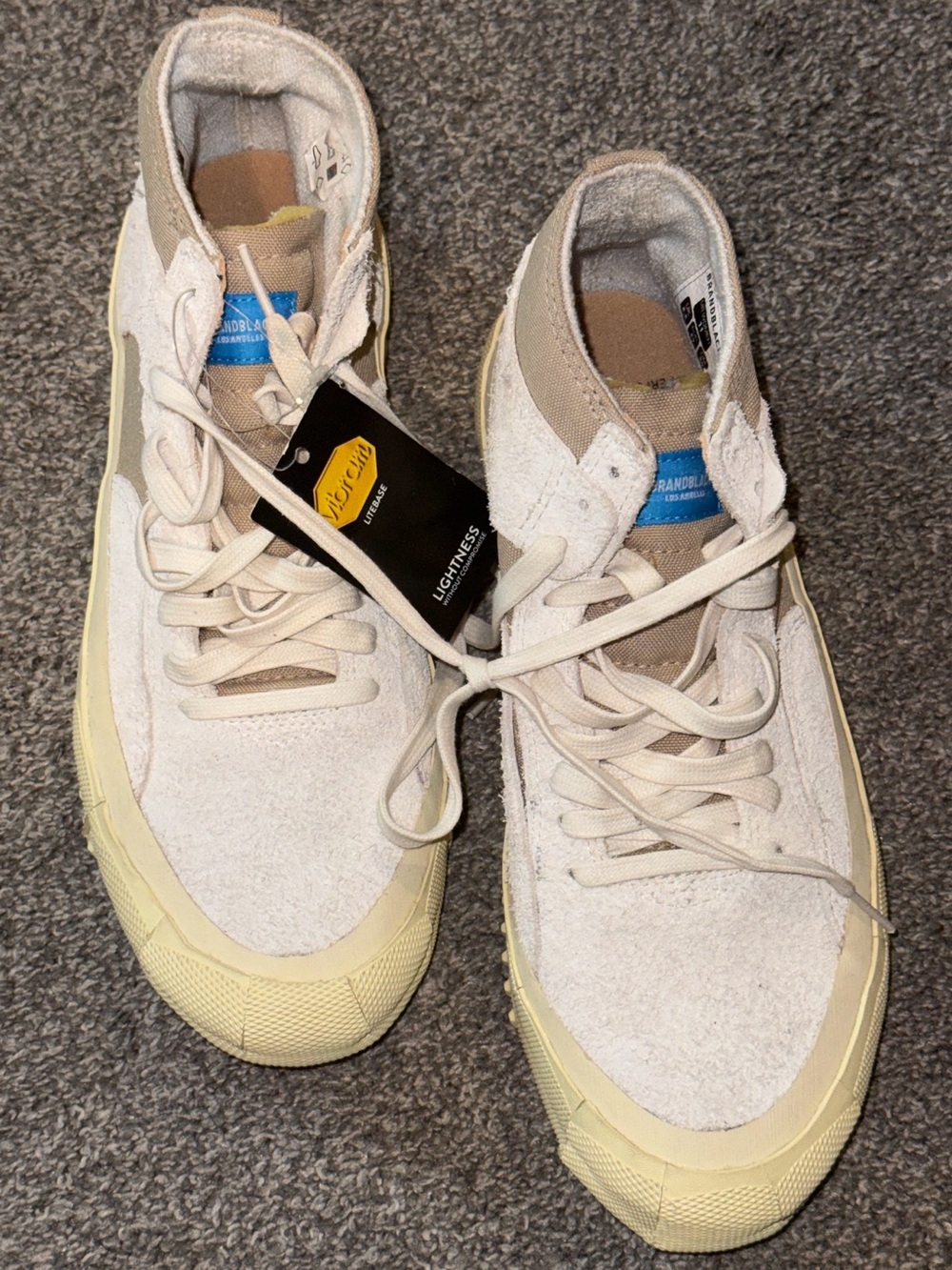 Brandblack Sz 11 Capo Hightop Cream Sneakers Vibram Soles Suede NWT